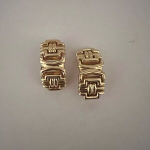 14k Stamped 585 Italy Solid Yellow Gold Heavy 19.9g Fine Vintage Earring Set